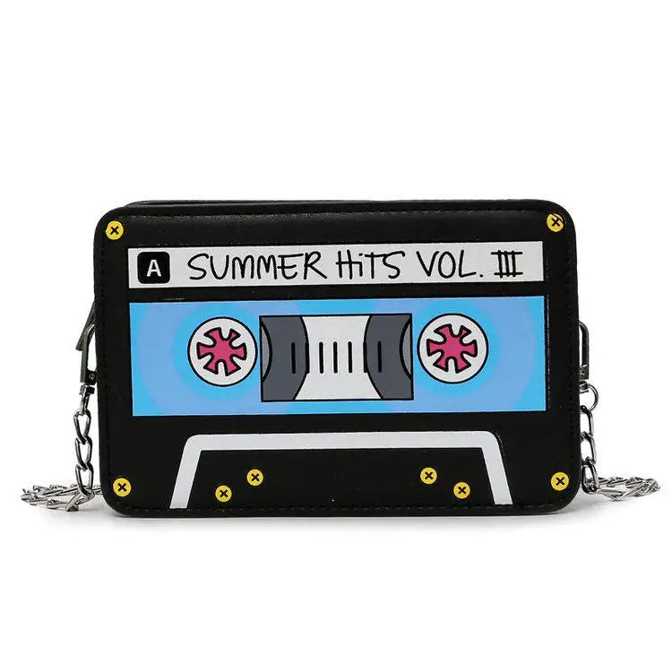 Summer Shoulder Bag Tape Recorder Women's Funny Cartoon PU Leather Ch