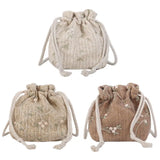 Summer Woven Flower Embroidery Drawstring Shoulder Bag