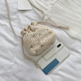 Summer Straw Woven Lace Flower Shoulder Bag