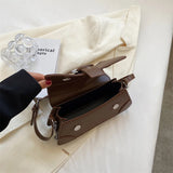 Summer Small Square Bag PU Leather Chains Underarm Bag Clutch Purse