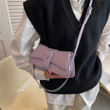 Summer Small Square Bag PU Leather Chains Underarm Bag Clutch Purse