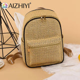 Summer Straw Backpack Beach Woven School Bag