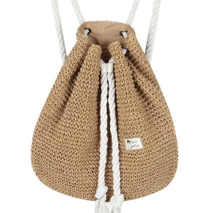 Women Straw Backpack Rucksack Weaved Girls Mochila Travel Beach Bag