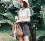 Summer Straw Bag Women Backpack Rucksack For Girls Mochila Travel Beach