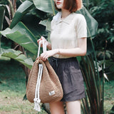 Women Straw Backpack Rucksack Weaved Girls Mochila Travel Beach Bag