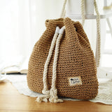 Summer Straw Bag Women Backpack Rucksack for Girls Travel Beach Shoulder Bag