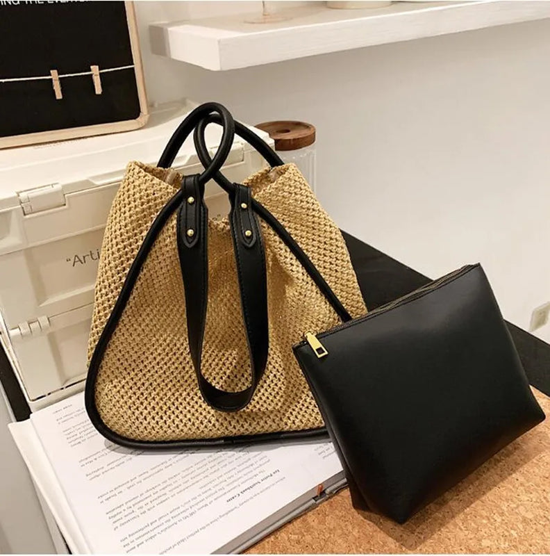 Summer Straw Bag Women Backpack Large Capacity Straw Bag Girls Mochila Backpack