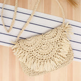 Summer Straw Beach Bag with Tassel - Vacation Rattan Crossbody Clutch