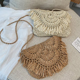 Summer Straw Tassel Crossbody Handbag Vacation Purse