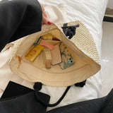 Rattan Woven Handbags Big Beach Bags Casual Style Shoulder Bags
