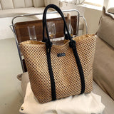 Straw Beach Bag Women Shoulder Handbag Travel Shopper Resort Style