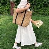 Summer Straw Beach Bag Large Rattan Woven Handbag