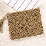 Rattan Woven Handbag with Straw Tassel Beach Bag