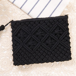Rattan Woven Handbag with Straw Tassel Beach Bag