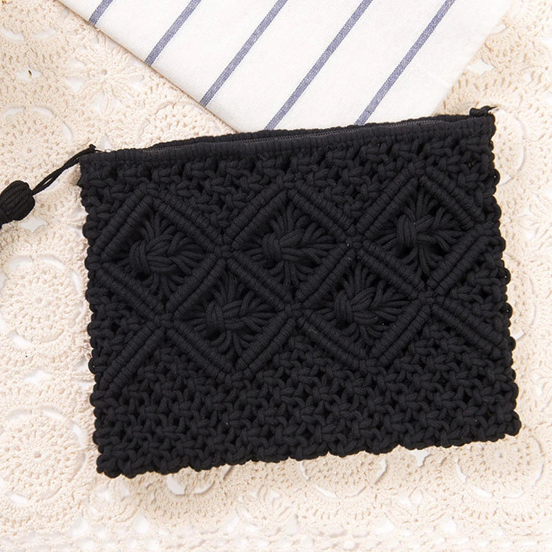 Rattan Woven Handbag with Straw Tassel Beach Bag