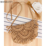 Summer Straw Tassel Beach Bag Raffia Handbag Shoulder Crossbody Clutch