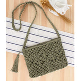 Rattan Woven Handbag with Straw Tassel Beach Bag