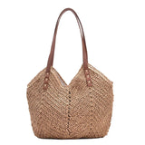 Straw Beach Bag Woven Shoulder Rattan Shopping Tote Bohemian Vacation