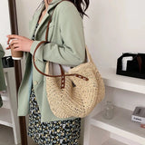 Straw Beach Bag Woven Shoulder Rattan Shopping Tote Bohemian Vacation