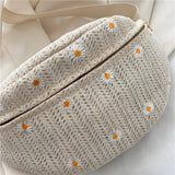 Summer Straw Handbag Female Japanese Small Fresh Lace Daisy Messenger Bag