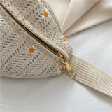 Summer Straw Handbag Female Japanese Small Fresh Lace Daisy Messenger Bag