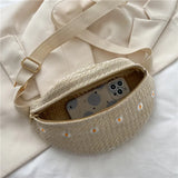 Summer Straw Handbag Female Japanese Small Fresh Lace Daisy Messenger Bag