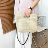 Summer Straw Handle Bag Large Capcaity Woven Rattan Beach Bag
