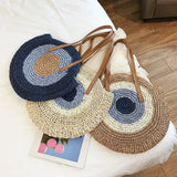 Summer Straw Rattan Bag Splicing Woven Women Messenger Bags Handbag
