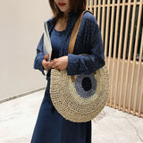 Summer Straw Rattan Bag Splicing Woven Women Messenger Bags Handbag