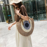 Summer Straw Rattan Bag Splicing Woven Women Messenger Bags Handbag