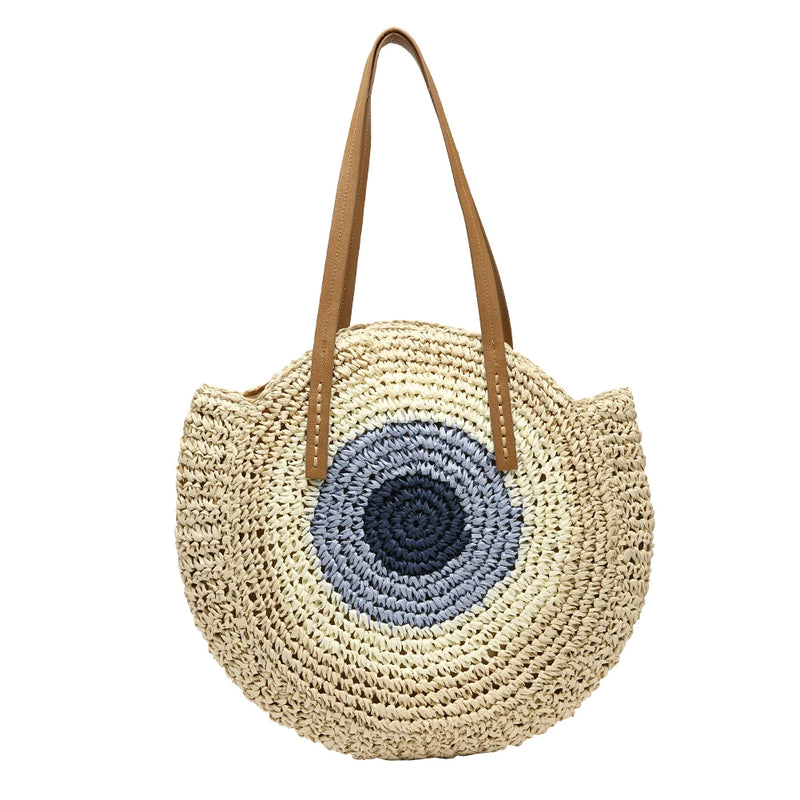 Summer Straw Rattan Bag Splicing Woven Women Messenger Bags Handbag