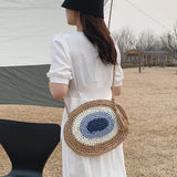 Summer Straw Rattan Bag Splicing Woven Women Messenger Bags Handbag