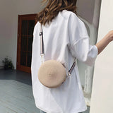 Summer Straw Round Bag For Women Woven Shoulder Messenger Bag