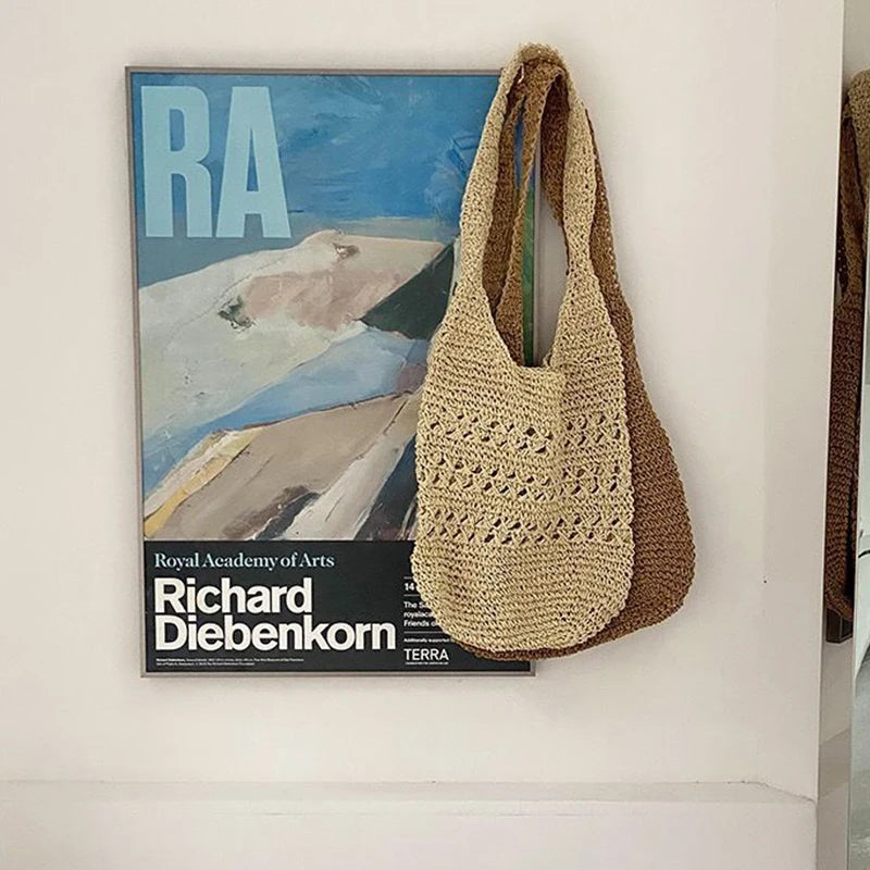 Summer Straw Shoulder Bag Female Hollow Large Capacity Handbag