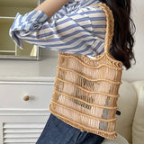 Straw Shoulder Bag Women Large Capacity Totes Braided Beach
