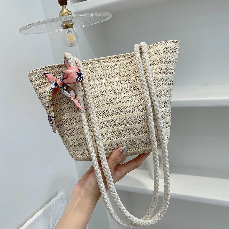 Bohemia Beach Handbag Rattan Woven Bucket Bags