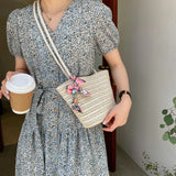 Bohemia Beach Handbag Rattan Woven Bucket Bags