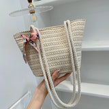 Bohemia Beach Handbag Rattan Woven Bucket Bags