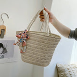 Bohemia Beach Handbag Rattan Woven Bucket Bags