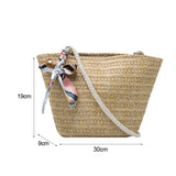 Bohemia Beach Handbag Rattan Woven Bucket Bags