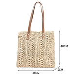 Summer Straw Top-Handle Bag Large Capacity Rattan Beach Bags Woven Tote