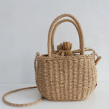 Summer Straw Tote Bag for Women Rattan Crossbody Beach Shoulder Bag