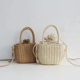 Summer Straw Tote Bag for Women Rattan Crossbody Beach Shoulder Bag