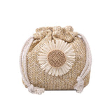 Summer Straw Woven Flowers Bucket Bag