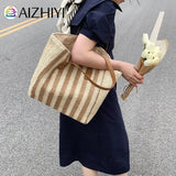 Summer Straw Woven Underarm Shoulder Bags for Women Large Capacity