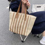 Summer Striped Straw Bag Large Capacity Handle Bag