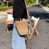 Summer Rattan Straw Crossbody Bag For Women Weaving Beach Handbags