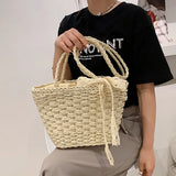 Summer Rattan Straw Crossbody Bag For Women Weaving Beach Handbags