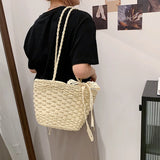 Summer Rattan Straw Crossbody Bag For Women Weaving Beach Handbags