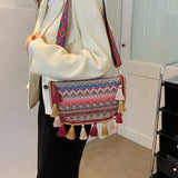 Summer Tassel Shoulder Bag for Women Vintage Crossbody Handbag and Purse